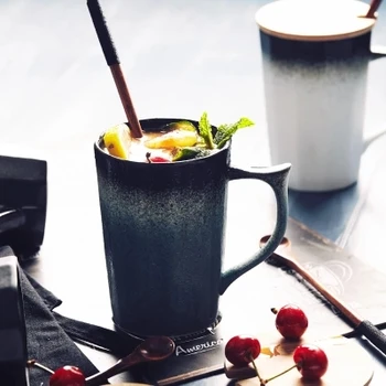 

Drinkwaer Retro ceramic cup creative matte matte coffee cup with handle couple office Mark cups Free shipping