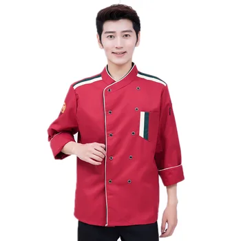 

4 Color Long-sleeve Double-breasted Restaurant Chef Jacket Kitchen Cook Suit Man and Woman Kitchen Work Clothes