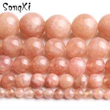Круглый материалу Sun Stone для изготовления украшений своими руками, Цепочки и ожерелья браслет бусины с большим отверстием Sunstone для изготовления ювелирных изделий Размер 4/6/8/10/12 мм 15 ''