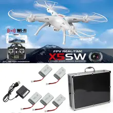 Free Shipping! Syma X5SW WiFi Quadcopter Drone FPV 2MP Cam + Hard Case + Free 5 Battery+Charger