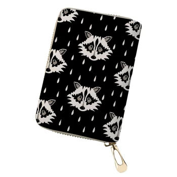 

ThiKin Credit Card Holder Women ID Card Holder Wallets Cute Raccoon Print Girls Protection Purse Wallet Small Coin Purse