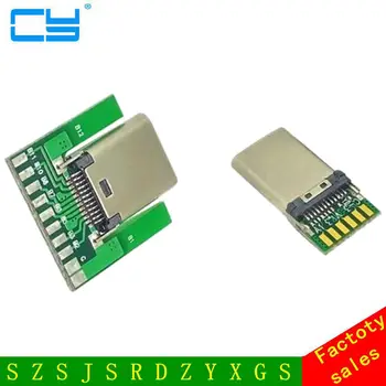 

DIY 24pin USB 3.1 Type C Male & Female Plug & Socket Connector SMT type with PC Board 1 set