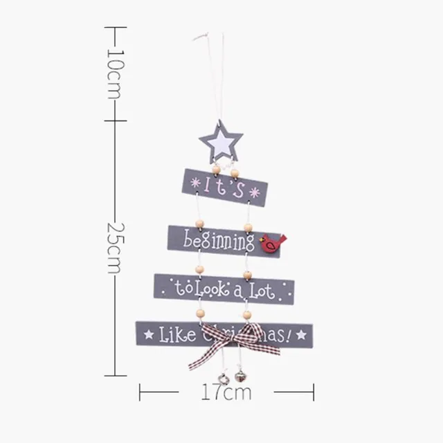 New Arrival Christmas Tree Shape Wooden Hanging Ornament Christmas Decoration for Home Bell Bow Letters Star Pendant Xmas Decor
