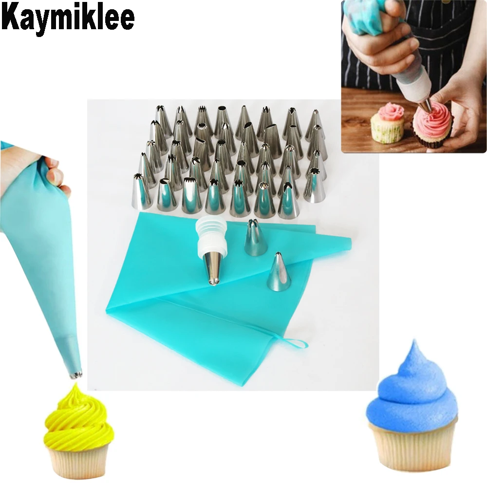 

KAYMIKLEE 44PCS/SET Nozzle Pastry Piping Nozzles Cake Piping Pastry Icing Cake Tips Stainless Steel Cake Pastry Set CS145