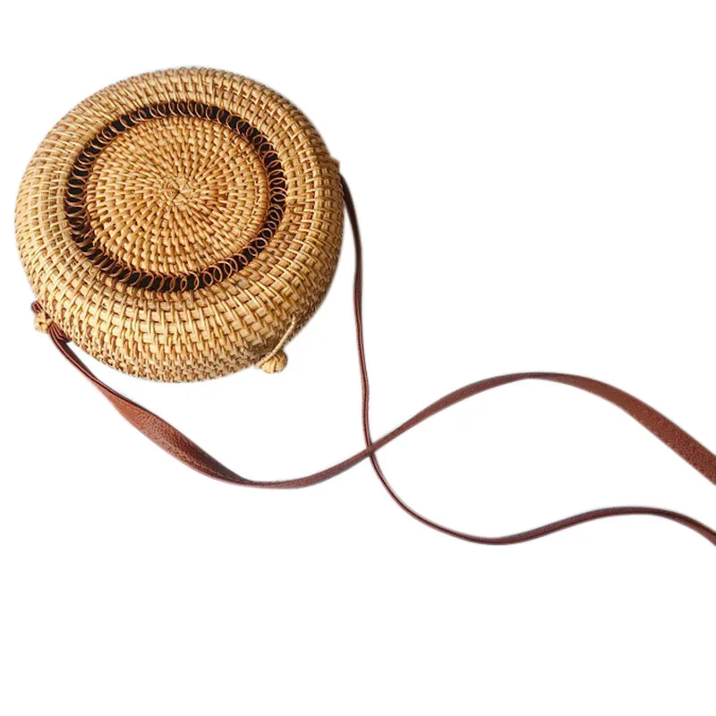 

Fashion Explosion Straw Circle Bags Women Summer Handwoven Bali Round Retro Rattan Straw Beach New Casual Bag Feminina(A)