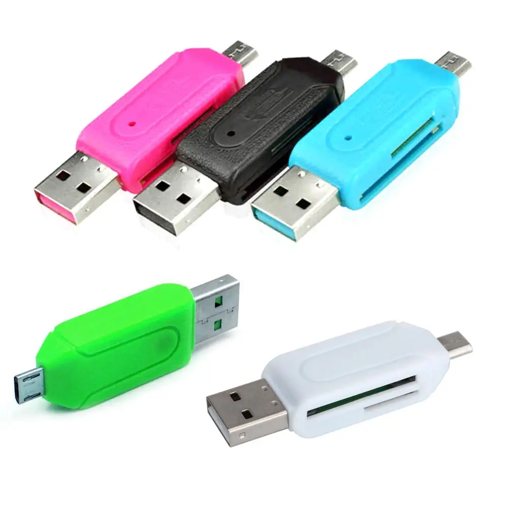 1 шт. 2 в 1 USB 2,0 OTG адаптер для чтения карт памяти Универсальный Micro USB TF SD кард-ридер для ПК телефона компьютера ноутбука