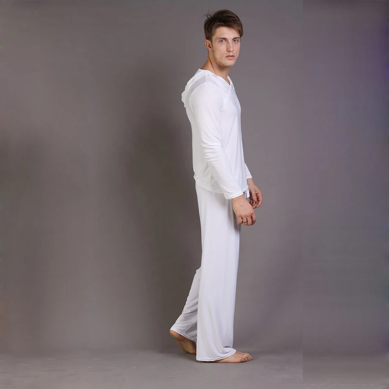 Sexy Men's Twinset Tops+Pants Comfortable Ice Pajamas Sets Men Sleepwear Home Pyjamas Night bath Clothes
