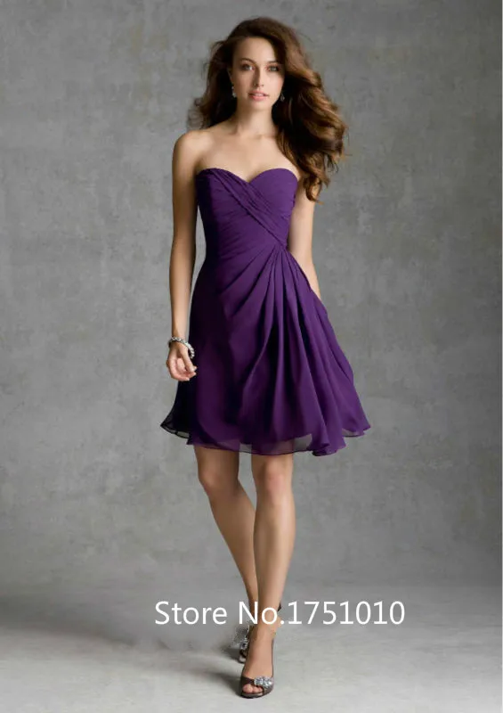 2015 NEW Top Quality Custom Made Purple/Red Chiffon Pleat Short Bridesmaid Dress Bridal Gown Party Bride | Свадьбы и торжества