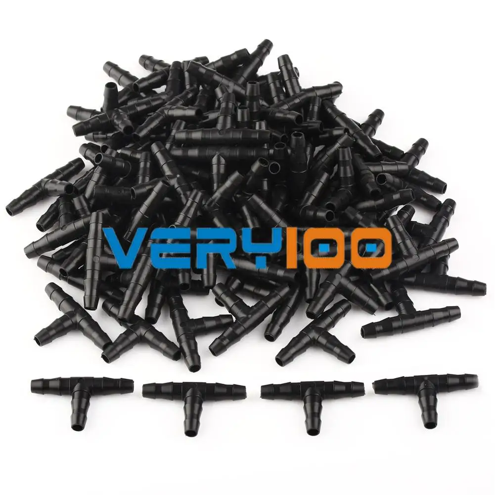 

100pcs Irrigation Ploy Tee Pipe Barb Hose Fitting Joiner Drip System