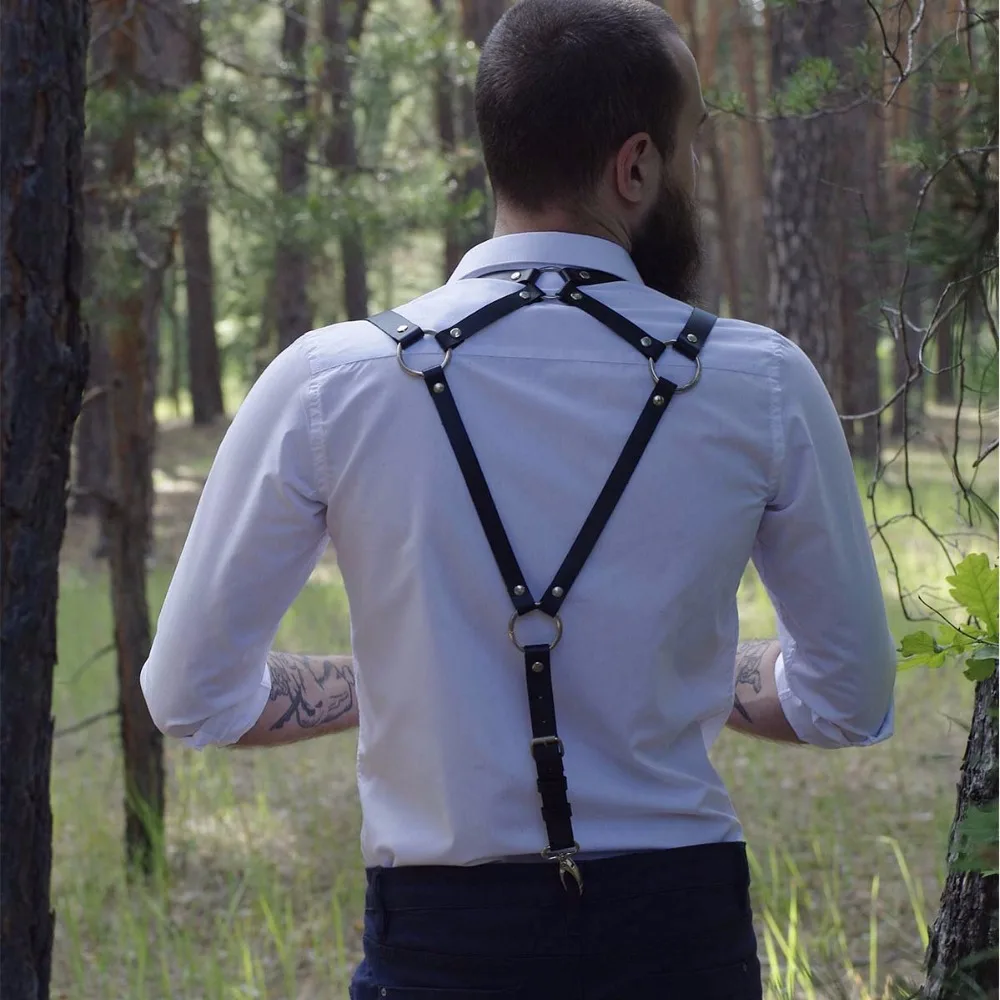 

UYEE New Arrival Leather Belt Strap For Men Harajuku Suspenders Belts Apparel Accessories Sexy Harness Present For Men LM-067