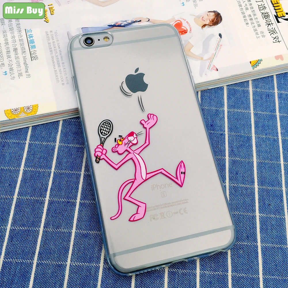 Missbuy Thick Transparent Case for iPhone 6 6S Plus Back Cover 5 5S SE Phone Cases Cute Cartoon Leopard Fun LOGO Silicone Funda |