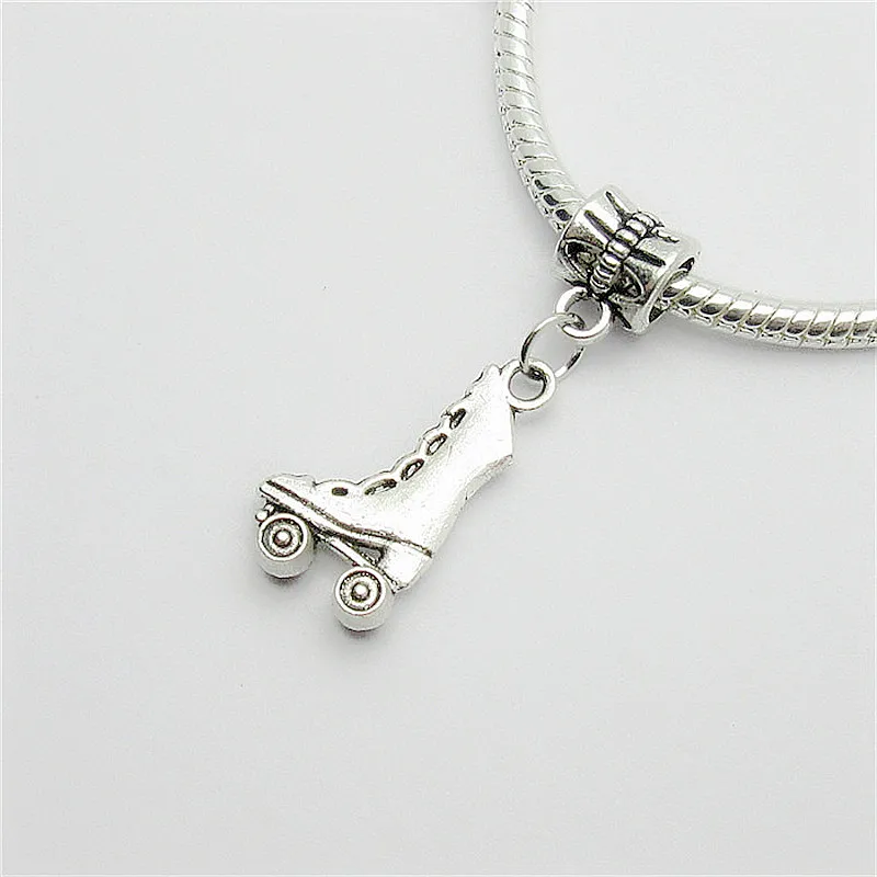 

New 20pcs Roller skates charm Big Hole bead European Pendant fit for Pandora style Bracelets Necklace DIY Metal Jewelry Making