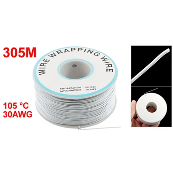

305M White PVC Coated Tin Plated Copper Wire Wire-Wrapping 30AWG Cable Roll