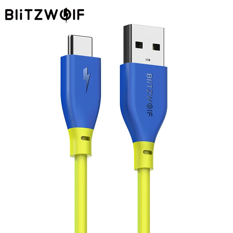 BlitzWolf usb type-C кабель 3A Быстрая зарядка type C кабель для передачи данных AmpCore 1 м 30 см кабели для мобильных телефонов для смартфонов Xiaomi 6 - Цвет: Зеленый