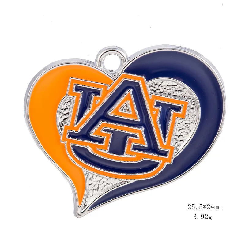 

Heart Enamel Basketball Sports Auburn Dangle Charms For DIY Bracele & Necklace Hanging Charms Floating Charm Jewelry Accessories