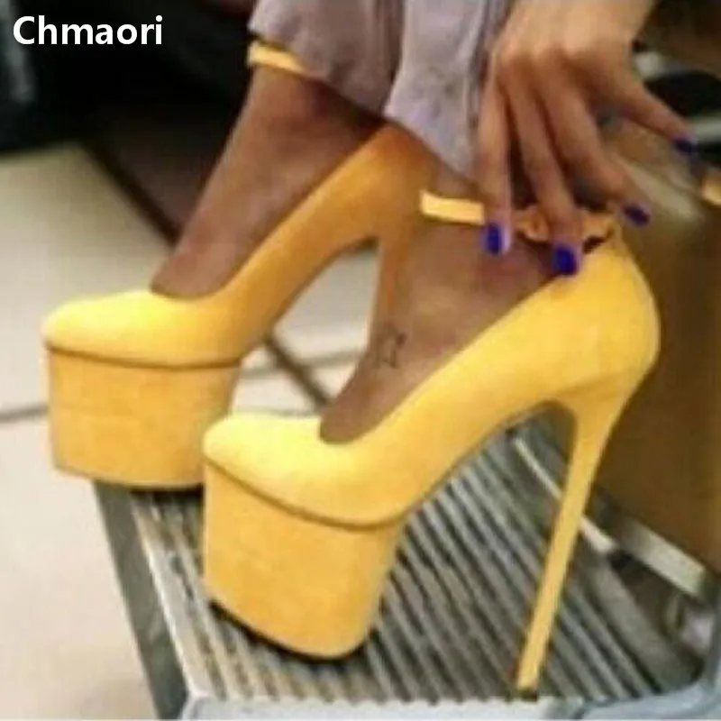 

Promotion fashion yellow pumps woman platform buckle strap high heels pumps concise style office ladies 12cm sexy high heels