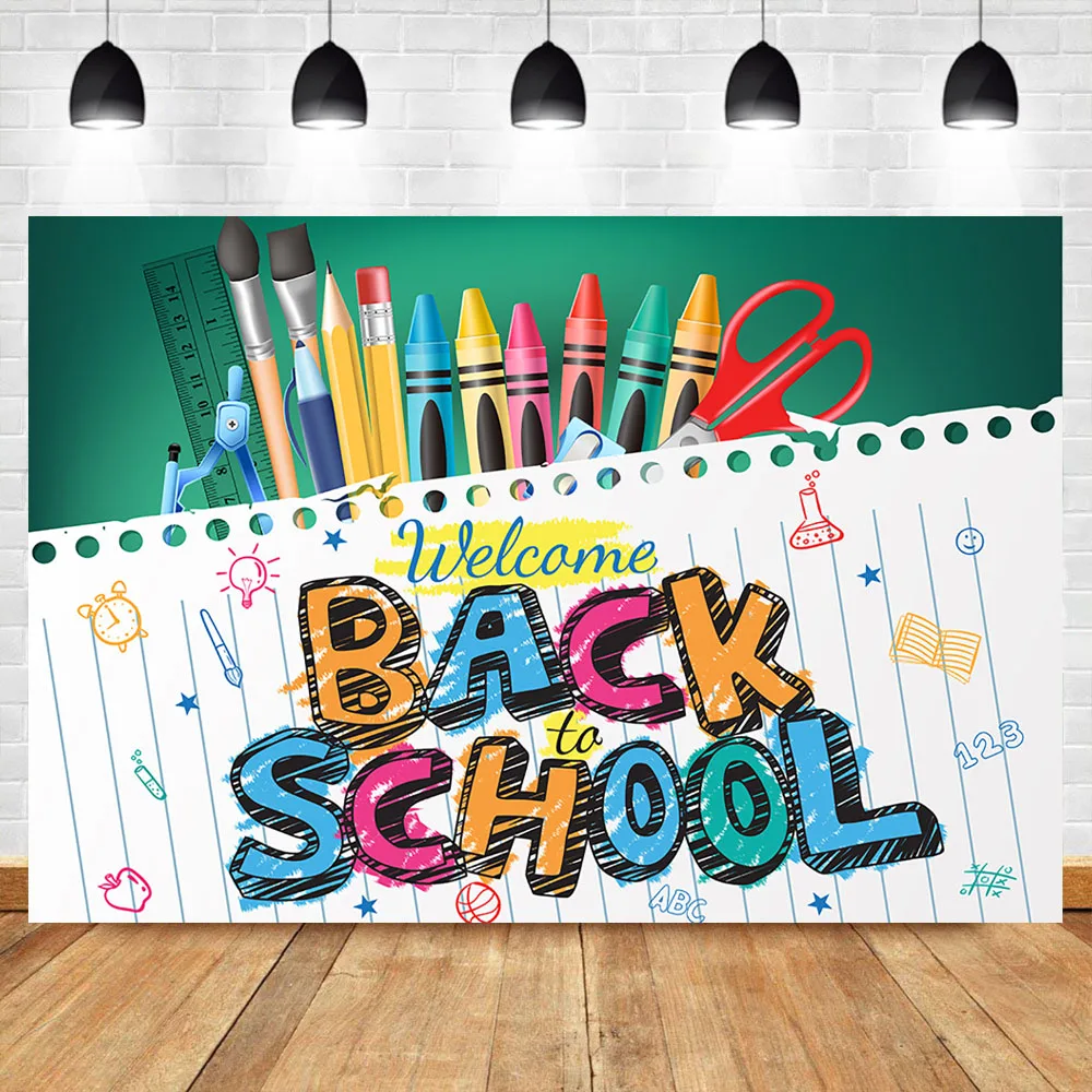 

NeoBack Welcome Back to School Photo Background Notebook Blackboard Photography Backdrops Party Decorate Supplies