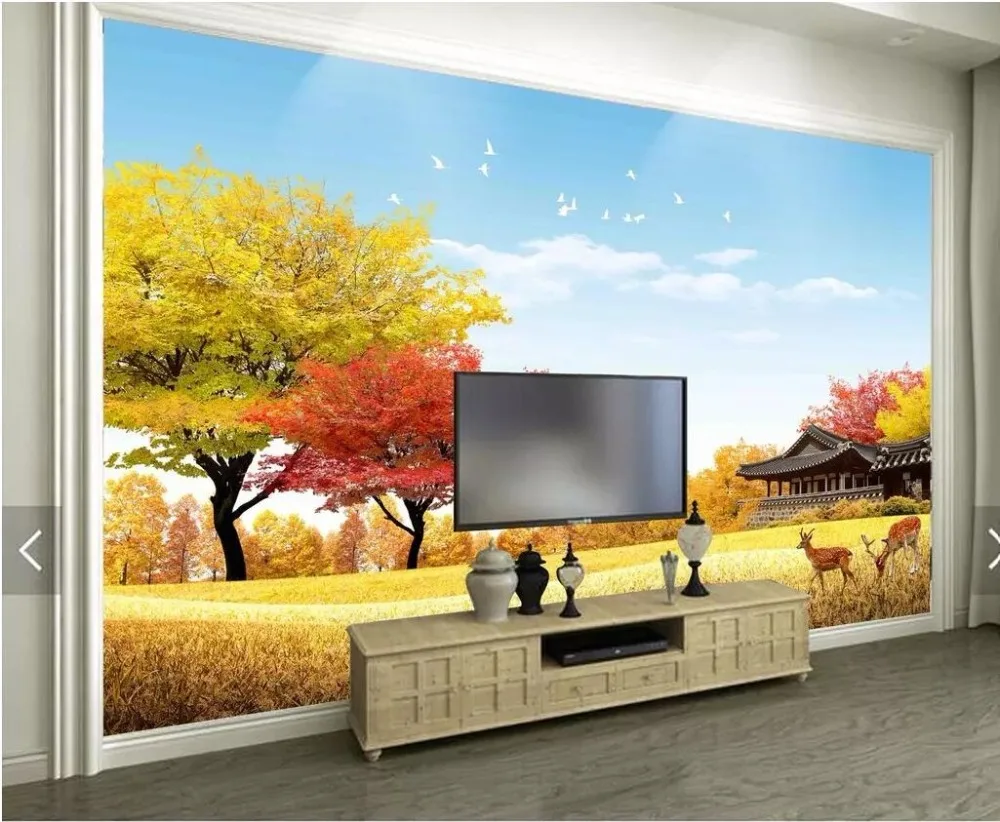 

Park in late autumn beautiful scenery 3D murals