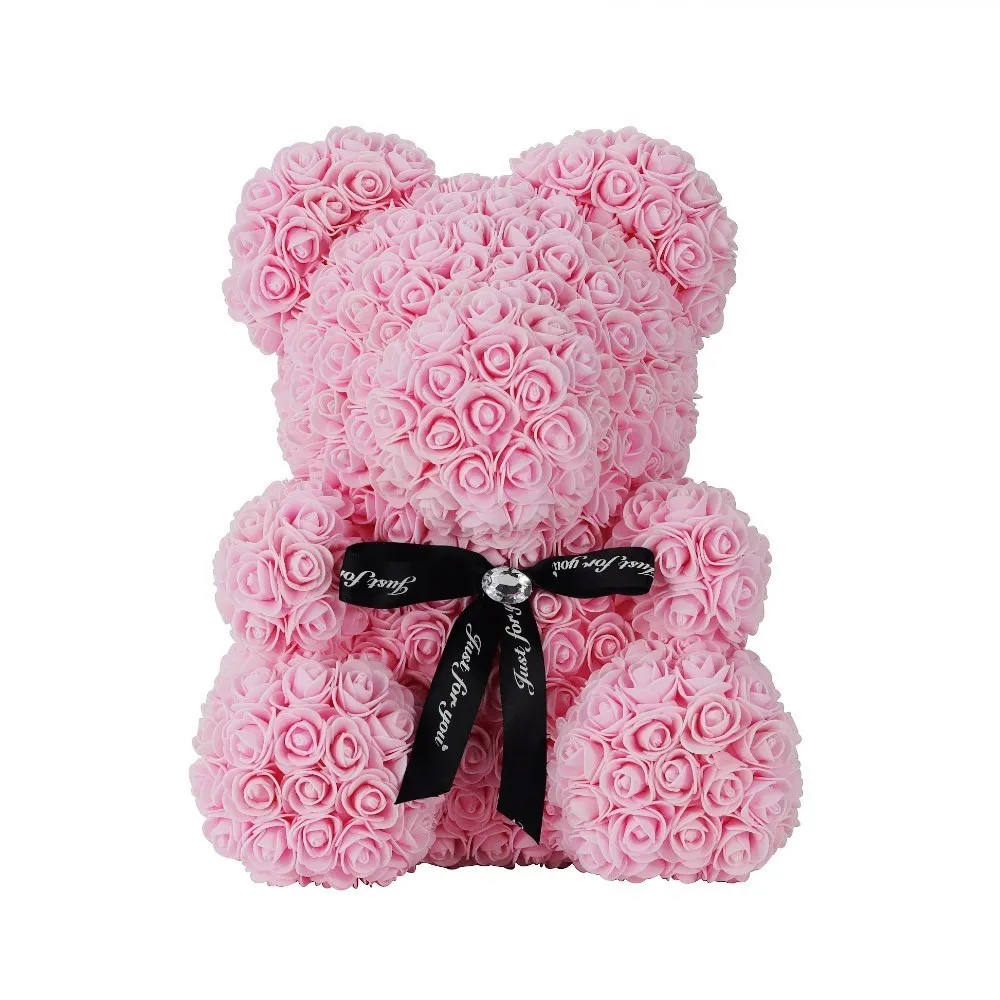 Лидер продаж, подарок на день Святого Валентина, 25 \ 40 см, красный медведь, роза, плюшевый медведь, розы, искусственные украшения, рождественские подарки, подарок на день Святого Валентина - Цвет: Light Pink  40cm