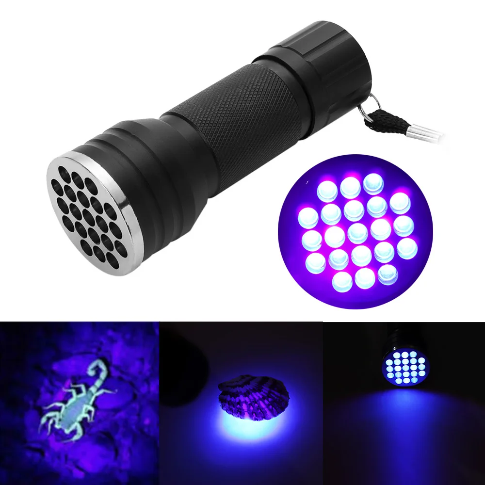 Nouveau UV Ultra Violet 21 LED Flashlight Blacklight aluminium Lampe Torche