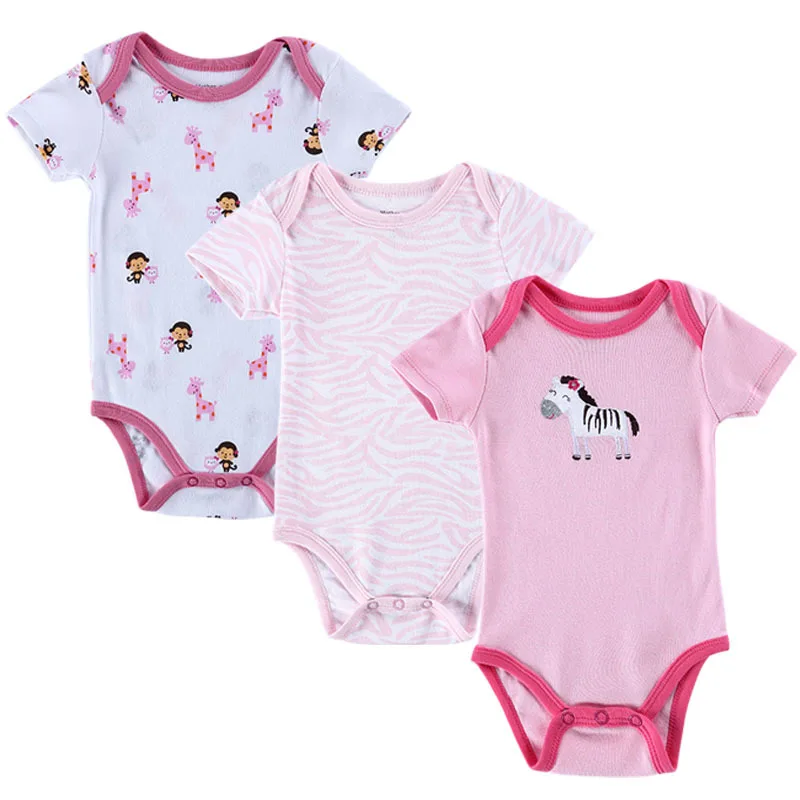 3pcs/lot Baby Rompers Новорожденные Rompers с коротким рукавом Хлопок Baby Boy Девушка Rompers Одежда для новорожденных