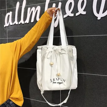 

2019 Women Canvas Student Shoulder Bags Simple Environmental Shopping Tote Bag Casual Large Capacity Tote Package