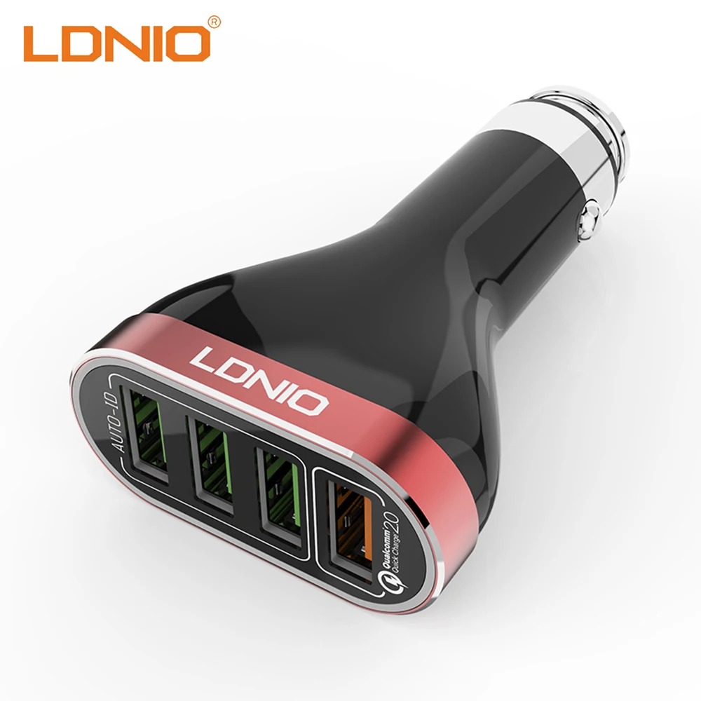 LDNIO 4 منفذ USB للسيارة شاحن للهاتف المحمول سريعة تهمة 3.0 5 V/4.2A سيارة ولاعة السجائر مهايئ شاحن مع كابل يو اس بي