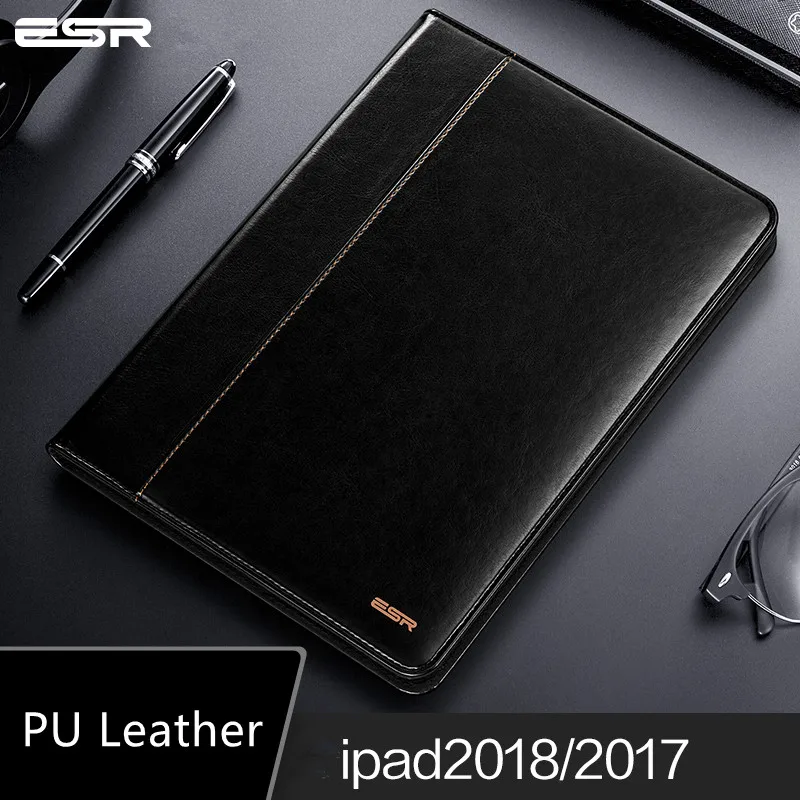

Case for iPad 9.7 2018 NEW model, ESR Premium PU Leather Business Folio Stand Pocket Auto Wake Smart Cover for iPad 2017 9.7 new