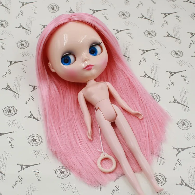 Blyth кукла прямые розовые волосы без челки подходит для DIY Изменить Игрушки для девочек