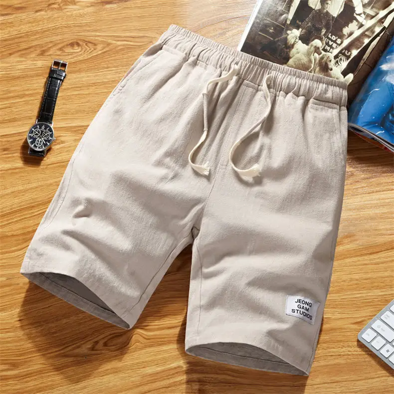 8Colors MuLs Summer Men Shorts 2018 Quality Cotton Linen Shorts Men Elastic Waist Breathable Male Shorts Knee Length Breechcloth-7