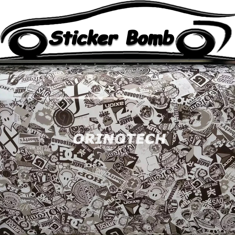 Black&white Car Styling Graffiti Sticker Bomb Vinyl Film Sticker