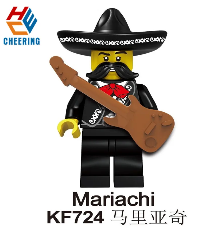 

KF724 Single Sale Building Blocks Mexican Independence Day Charro Mariachi Action Figures Bricks Collection For Children Toys