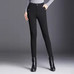 Новинка 2019, корейский стиль, женские бархатные уличные вельветовые штаны с высокой талией, большие размеры, свободные штаны с низкой