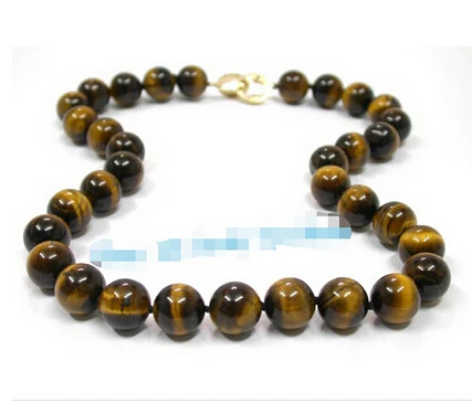 

Free shipping >>@ >818 AAA round 12mm nature Tiger's eyes necklace