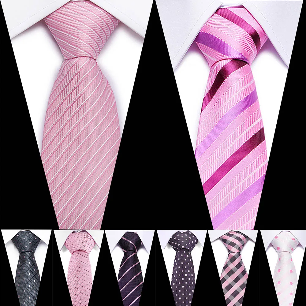 Розовый Шелковый мужской галстук 7,5 см, клетчатый галстук с узором пейсли для мужчин, темно-синие галстуки на шею, классическая одежда, деловой Свадебный галстук, вечерние галстуки