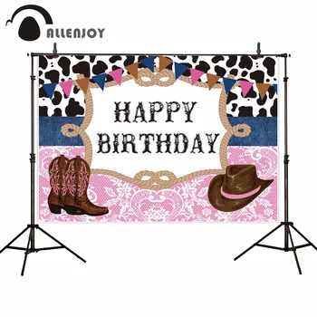 

Allenjoy photography backdrop west cowboy birthday party background photocall photobooth photo shoot prop studio fabric