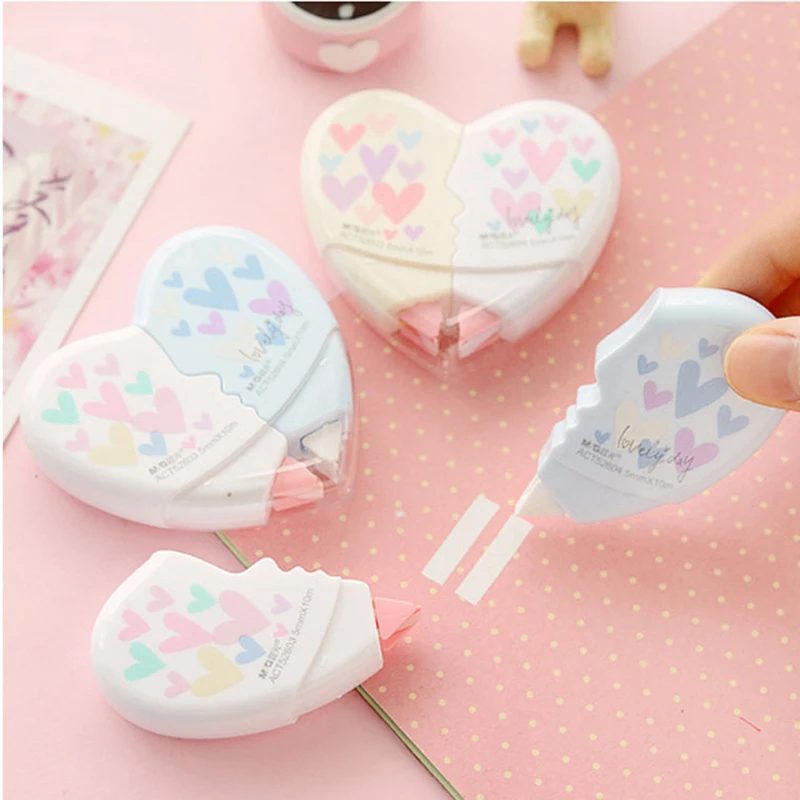 

2PCS Love Heart correction tape material escolar kawaii stationery office school supplies papelaria 10M