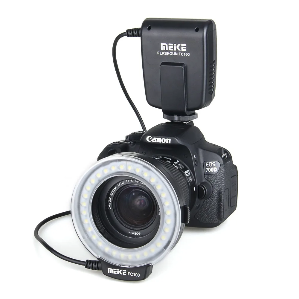 Meike FC100 светодиодный кольцевой макро-вспышка Photo Speedlite светильник для Canon 5d mark II Nikon D3200 D3100 Dslr камеры