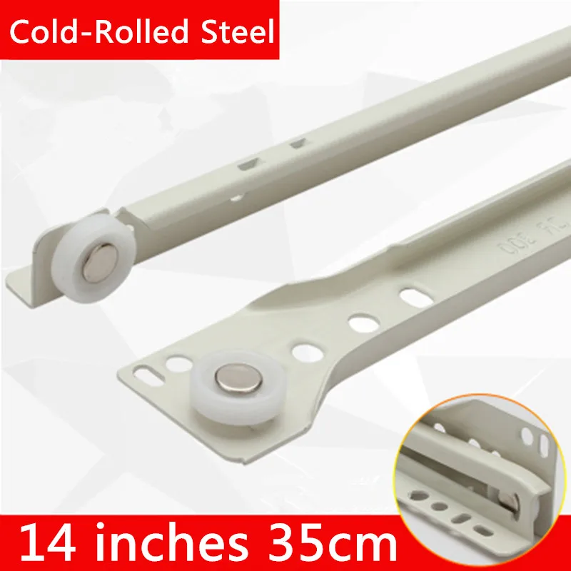 

2 pairs 14 inches 35cm Knock-down Two Sections Furniture Slide Cold-Rolled Steel Drawer Track Slide Guide Rail accessories