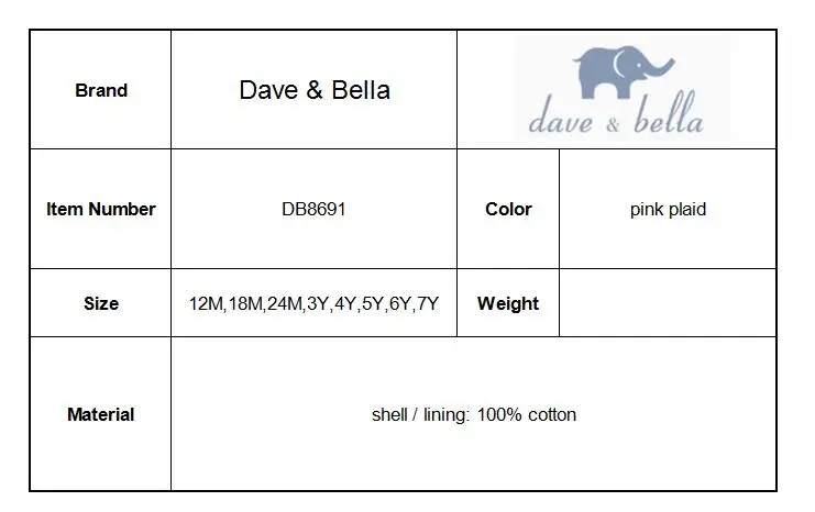 Dave Bella Осень младенческой для маленьких девочек модное платье в клетку Дети День рождения платье малышей Детская одежда DB8691