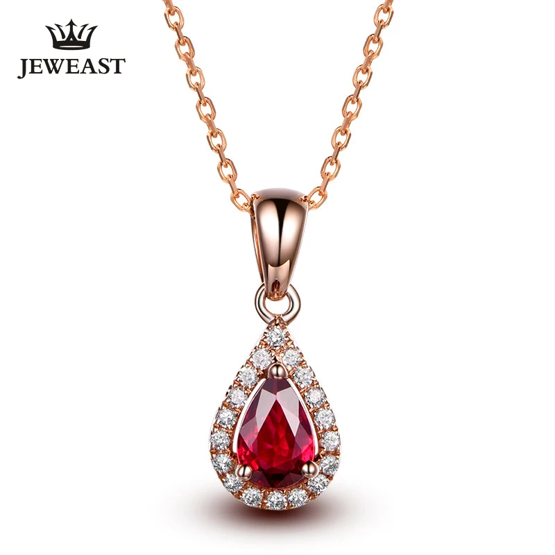 

Natural Ruby 18K Pure Gold Pendant Real AU 750 Solid Gold Upscale Trendy Classic Party Fine Jewelry Hot Sell New 2019