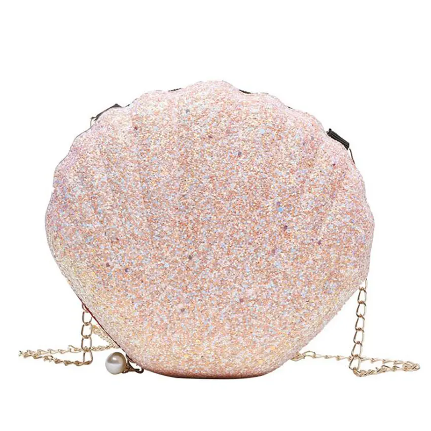 

JIARUO Blingbling Small Women Unique Shell Messenger bag Crossbody bag purses Shoulder bag handbag Chain Cross body strap