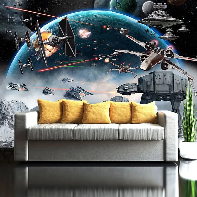 3d Cartoon Star Wars Wallpaper For Kids Room Free Shipping