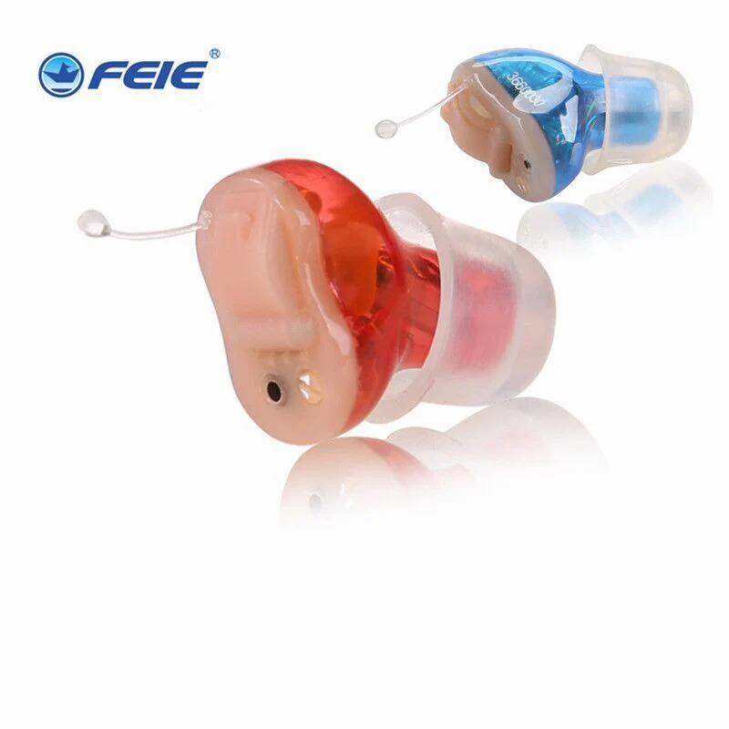 2 PCS/lot Blue Left Ear Red Right Ear As Seen On TV Digital CIC Invisible Hearing Aid Old People
