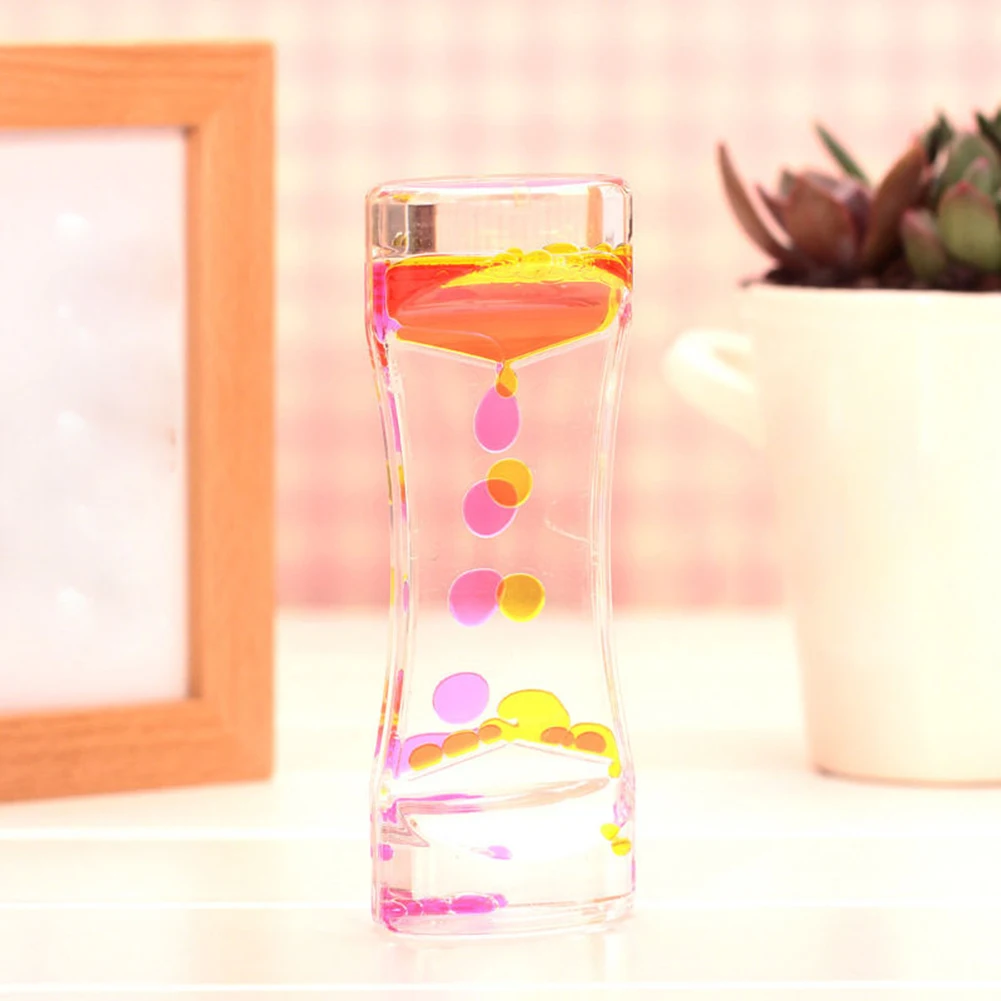 new Double Colors Oil Hourglass Liquid Floating Motion Bubbles Timer Desk Decors hot sale