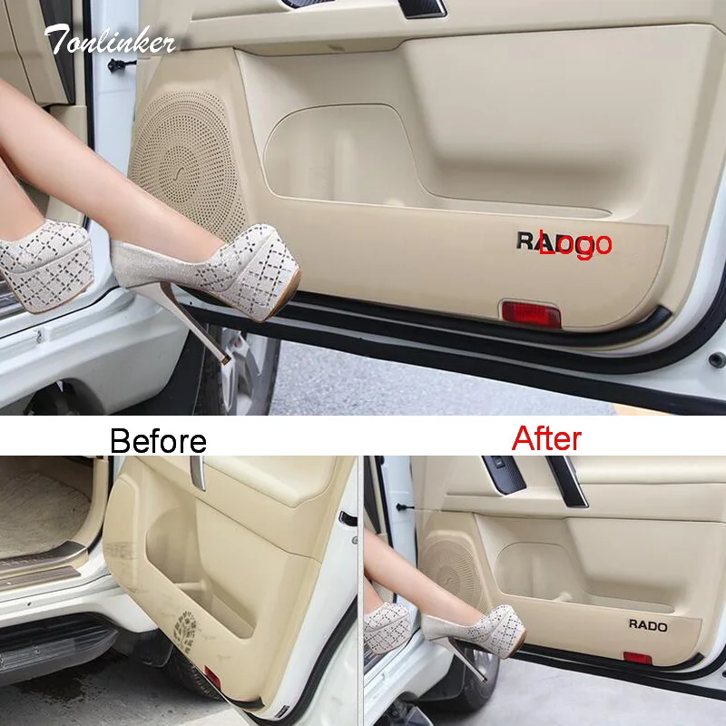 

Tonlinker Cover Sticker for Toyota PRADO 2010-18 Car Styling 4PCS Microfiber Leather Door Interior anti-dirty pad Cover Stickers