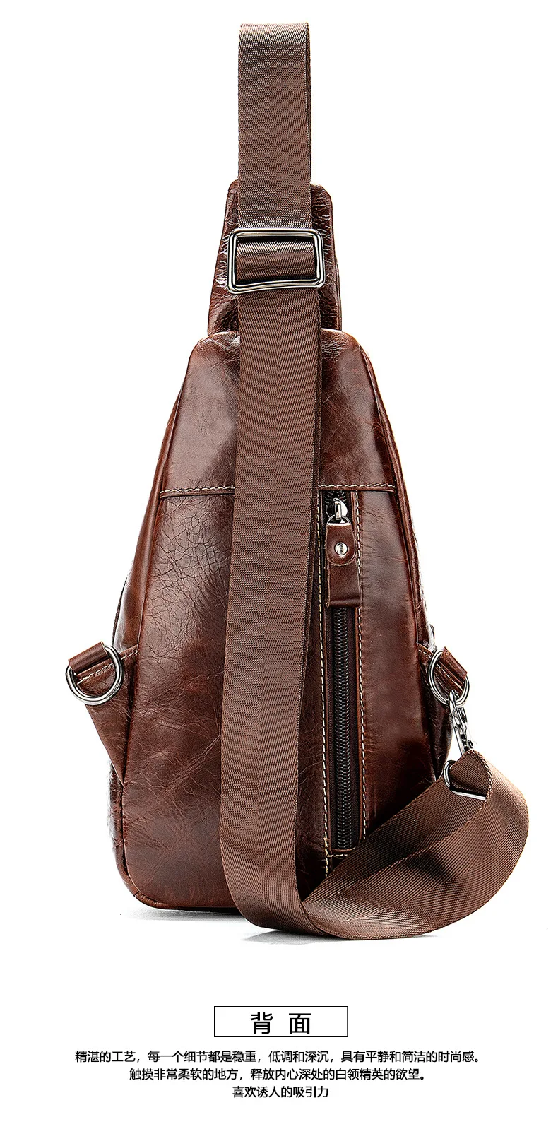 Genuine Leather Men's Vintage Chest Bag Outdoor Shoulder Crossbody Bag Casual Multifunction Chest Bag Cowhide Shoulder bags