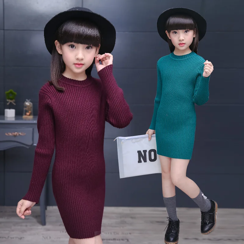 

2018 New Medium-toddler Underknit Girl with A Long Bottom Sweater