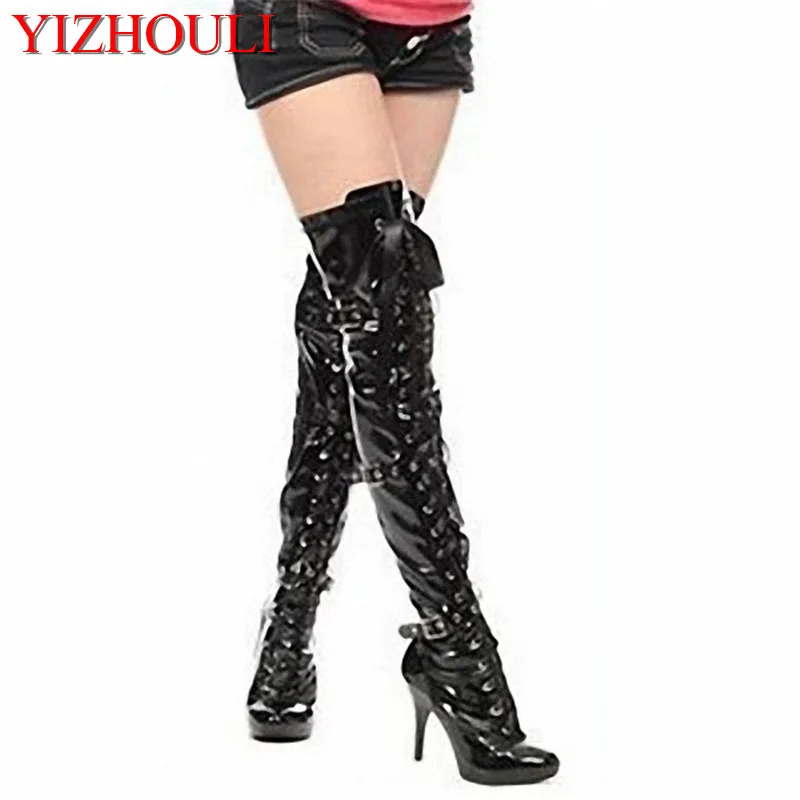 

13cm heels, elaborate nightclub show boots, sexy over-the-knee boots, model shoes