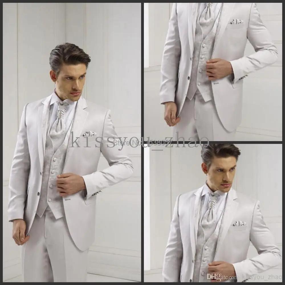 Top Selling Latest Design White Groom Tuxedos Groomsmen Best Man Suit